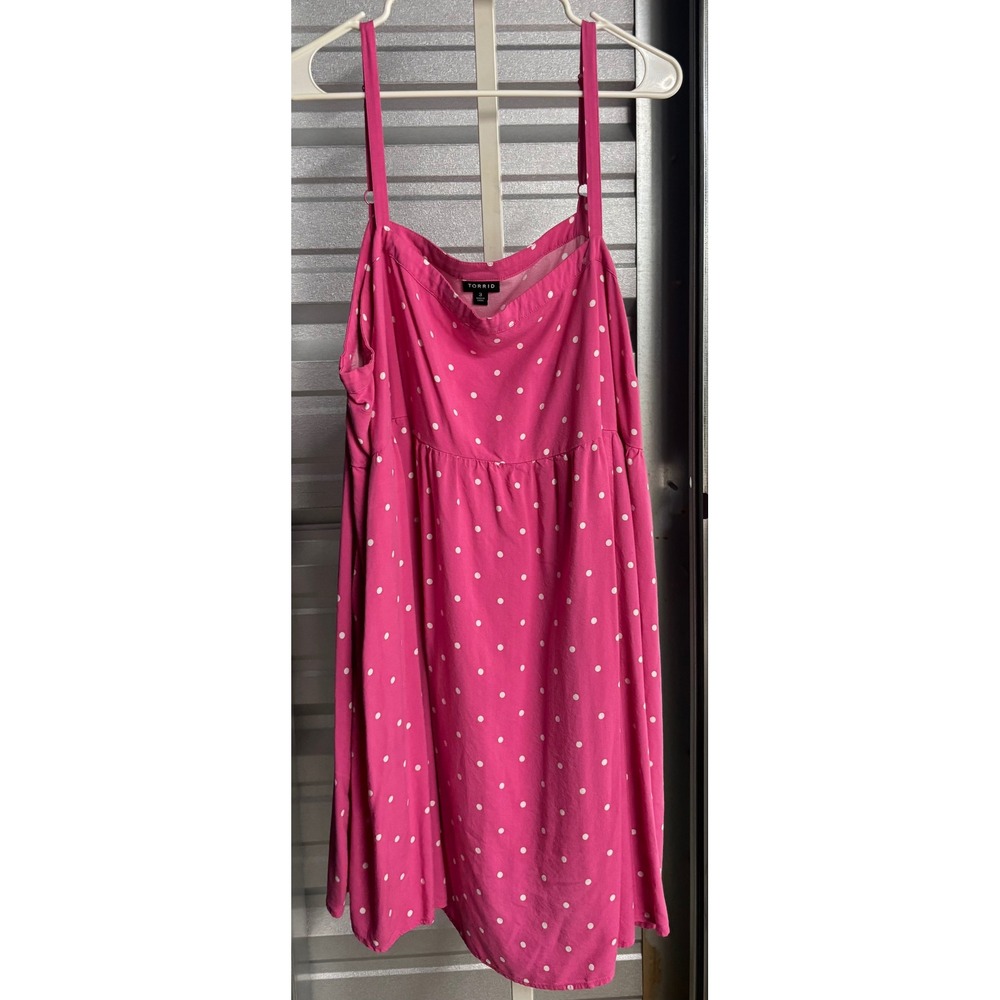 Torrid Pink Polka Dot Babydoll Cami dress Adjustable Straps Size 3 Plus Size